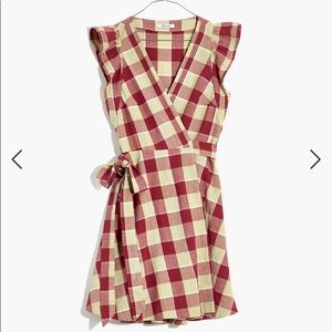 Madewell gingham wrap dress S NWT